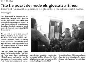 En la Díngola del desembre de fa dos anys ja parlàrem dels glosats a Can Font.