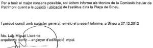 Sol·licitut de l'arquitecte municipal als tècnics del Consell de Mallorca, aquest 4 de gener.