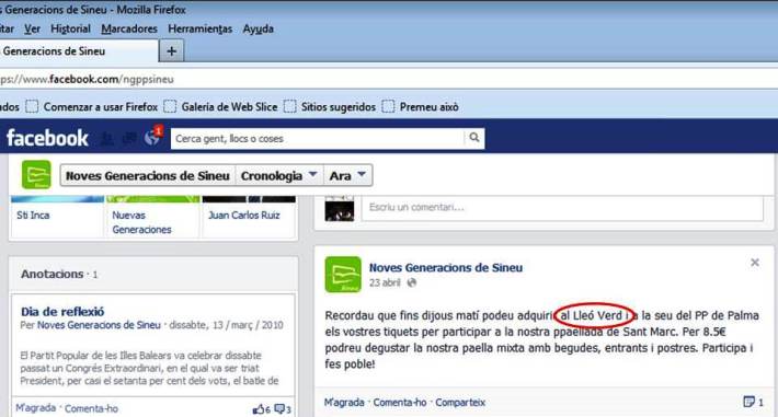 Post al Facebook, motiu de la xerrameca.
