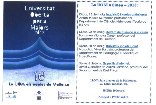 Programa de la UOM a Sineu, per enguany.
