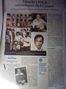 L'homenatge a Biel 'Caragol' avui ocupa una pàgina en el diari AraBalears.