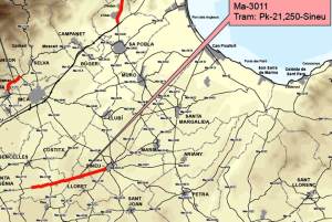 El Consell de Mallorca está condicionant la carretera entre Palma i Sineu, amb un cost proper al milió d'euros.