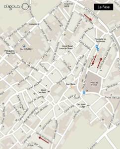 Carrers afectats indicats amb les fletxes vermelles (fes clic per veure-ho més gran).