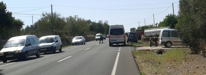 La carretera de Palma a Sineu, a les 15h d'avui migdia.