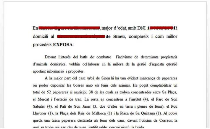 Aquesta carta també ha estat registrada a l'Ajuntament.