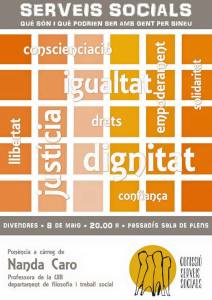 Cartell de la conferència de passat-demà a l'ajuntament. 