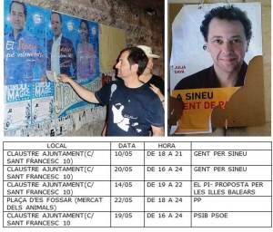 Distribució dels actes aprovats per la Junta Electoral. A alt, dues instantànies de la passada campanya electoral municipal (2011). 