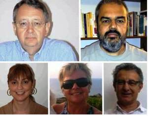 D'esquerra a dreta: Moyà (biologia), García (infermeria), Mestre (treball social), Alomar (filologia) i Bauzà (pedagogia). 