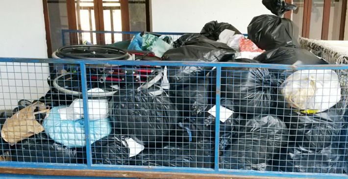 Un dels remolcs que dilluns seran portats a Inca, per després ser transportats cap a la frontera europea. 