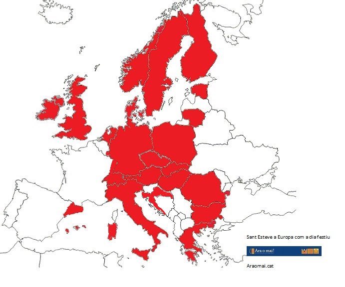 Territoris d'Europa en què sol ser festiu dia 26 de desembre.