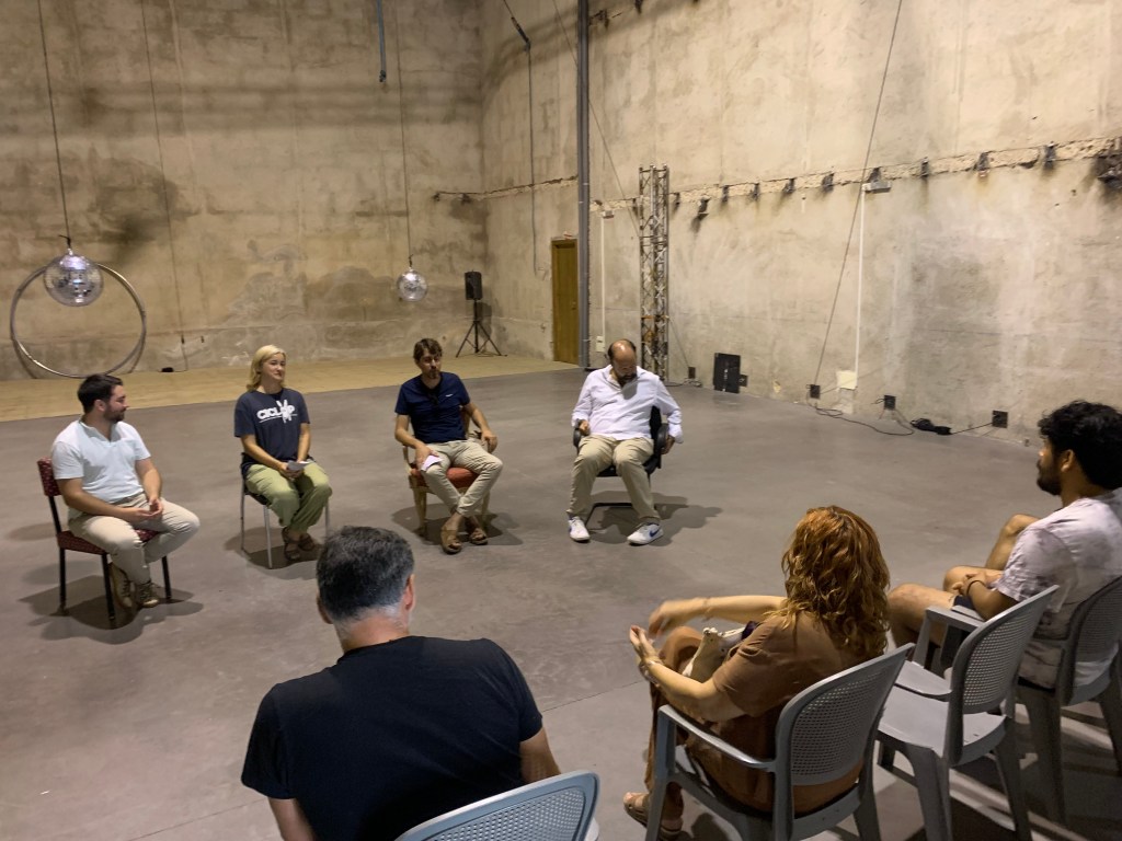 Llorenç Perelló, director de l'Institut d'Estudis Baleàrics, Tomeu Mulet, batle de Sineu i Pere Ferre, Director d'Artesania del Consell de Mallorca